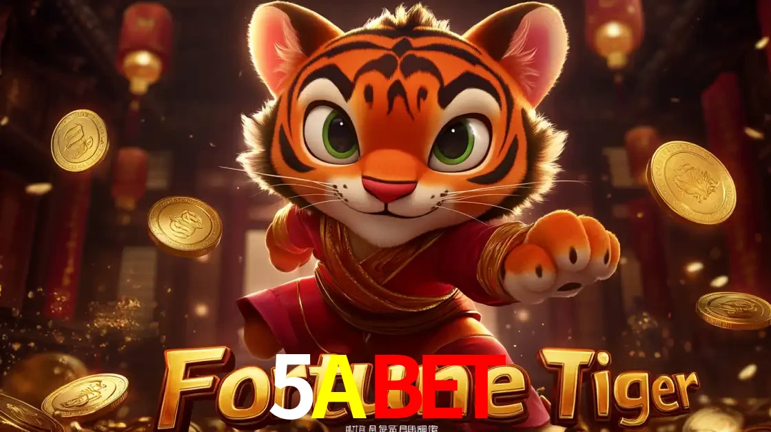 O carismático mascote do jogo de slot Fortune Tiger, um tigre fofo em pose de artes marciais, pronto para trazer sorte e multiplicadores de ganhos no cassino online 5ABET.