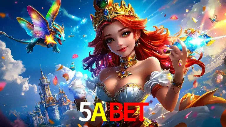 A princesa de um reino de fantasia mágico, com seu pequeno dragão, apresentando um mundo de prêmios encantados nos jogos de caça-níqueis do cassino 5ABET.